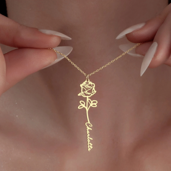 Flower Custom Name Necklace - Personalized & Meaningful Jewelry Gift